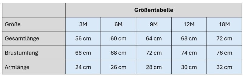 Groessentabelle_fuer_Unisex-Strampler mit Baumwollfutter